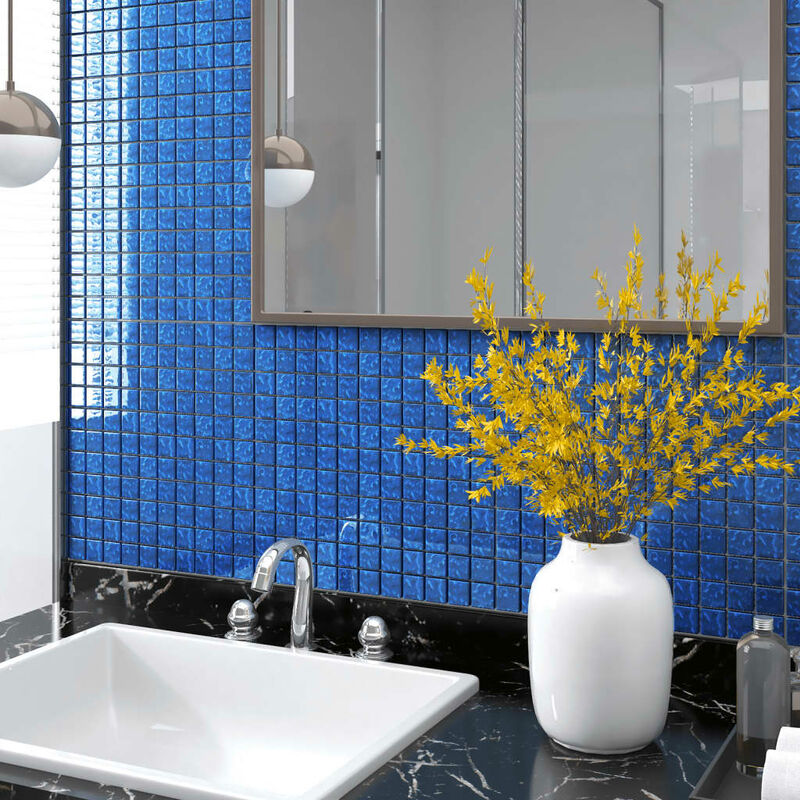 

Azulejos de mosaico 11 unidades vidrio azul 30x30 cm