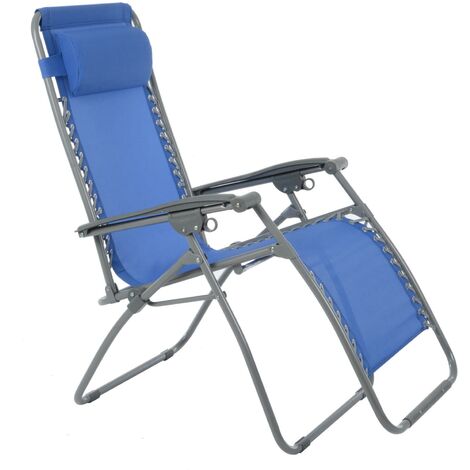 Azuma Garden Chair Texteline Zero Gravity Recliner Seat Recliner Patio Lounger - French Blue