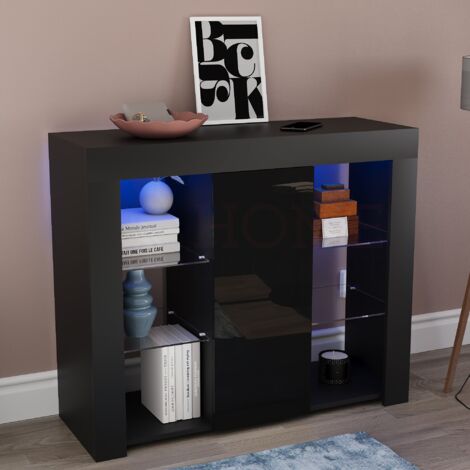 Azura 1 Door Large LED Sideboard, Black
