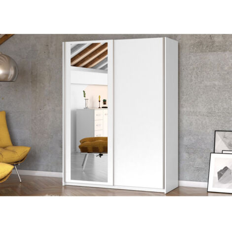 Azura Home Design – Armoire HIT avec miroir 150 cm – 2 penderies + 2 étagères – Structure en aggloméré 20 mm – Dimensions 150x200x55 cm – Garantie 2 ans