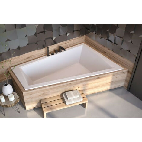 Azura Home Design – Baignoire d'angle droite ULTIMA DUO 170/180 cm ultra-slim – Acrylique renforcé fibre de verre – Fond ergonomique pour bain à deux – 267L/280L - DUO 170 OU