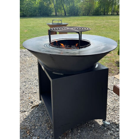 Azura Home Design – Barbecue FIESTA gris 75 cm – Acier inoxydable – Plaque de cuisson ronde 750 mm – Hauteur 880 mm – Largeur 555 mm