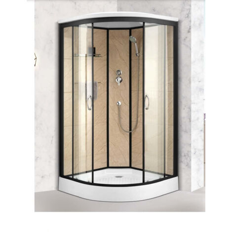 Azura Home Design – Cabine de douche KIOS 100 x 100 x 215 cm – Verre de sécurité ESG 4 mm – Profils en aluminium – Douchette réglable – Étagère en verre