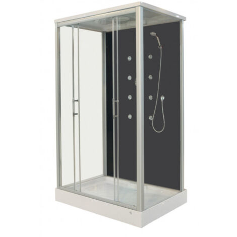 Azura Home Design – Cabine de douche ROXANA 90 x 120 x 215 cm – Verre de sécurité 5 mm – 8 jets de massage – Montage rapide sans silicone