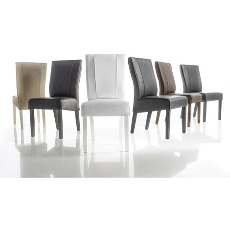 Azura Home Design – Chaise LUCIANA gris – Structure en bois massif – Siège en simil-cuir – Dimensions 65 x 99 x 46 cm – Pour salle à manger moderne