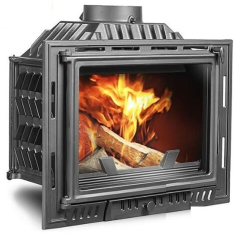 Azura Home Design – Insert cheminée à bois 10,1 kW ECO – Fonte vermiculaire – Capacité de chauffe jusqu'à 100 m² – Émissions de CO réduites à 0,14 %