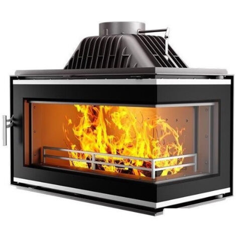 Azura Home Design – Insert cheminée à bois 13,5 kW ECO coin droit – Efficacité 74,1 % – Capacité chauffage 135 m² – Matériau fonte – Diamètre conduit 180 mm - W16LB-13