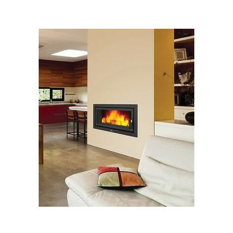 Azura Home Design – Insert cheminée à bois 21 kW – Puissance 21 kW – Volume chauffé 525 m³ – Diamètre sortie fumée 200 mm – Double combustion