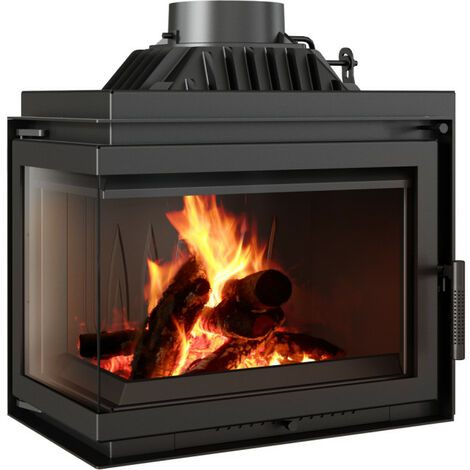 Azura Home Design – Insert cheminée SMART MS 8 BS vitre à gauche – Puissance 8 kW – Efficacité 80% – Fonte – Longueur bûches 33 cm – Dimensions 60x70.1x36 cm