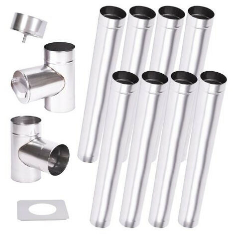 Azura Home Design – Kit complet de fumisterie 8 m Ø 100/120/130/150/160/180/200 mm – Acier résistant aux acides – Hauteur 7,99 m après pliage