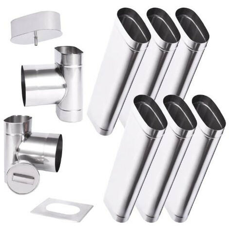 Azura Home Design – Kit conduit cheminée simple paroi ovale 6m – Acier résistant T600 – Ø 120x185 mm – Soudage au plasma – Pour pétrole et gaz
