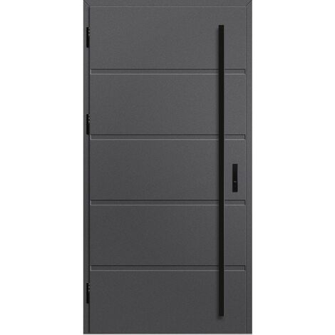 Azura Home Design – Porte d'entrée acier 100 cm – Cadre aluminium – Dimensions 114,8 x 208,9 cm – Charnière réglable 3D – Quadruple vitrage trempé