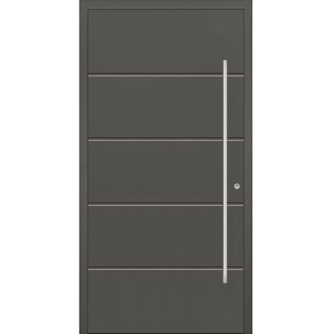 Azura Home Design – Porte d'entrée aluminium 90 cm anthracite – Poussant gauche – Isolation thermique Ud 0,71 W/m2K – Serrure multipoints WINKHAUS