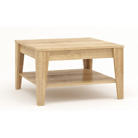 Azura Home Design – Table basse fixe 80cm – Mélaminé haute densité plaqué – Chêne clair – Dimensions L80 x H43 x P80 cm