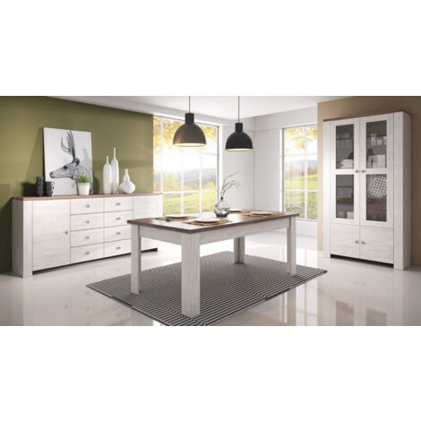 Azura Home Design – Table de salle à manger 180x90 cm – Panneaux de particules et MDF haute qualité – Coloris truffe et blanc – 6 places