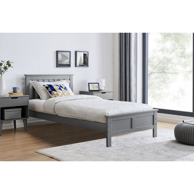 Azure Modern Grey Solid Pine Single Bed