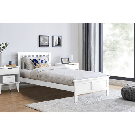 Azure Modern White Solid Pine Bed