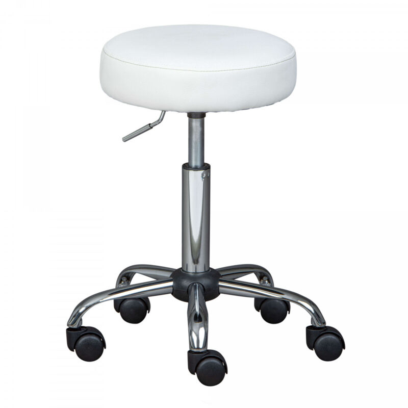 Altobuy - azure - Tabouret Pivotant sur Roulettes Simili Blanc