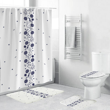 (B) 4-teiliges Duschvorhang-Set, Badezimmer-Duschvorhang-Set mit Duschvorhang C