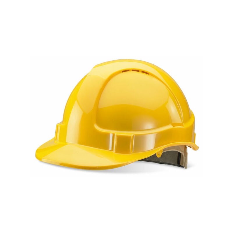 Beeswift - b-brand safety helmet hard hat yellow wheel ratchet headgear - Yellow - Yellow