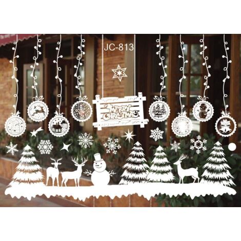 B-NoëL Autocollants NoëL Stickers Fenêtres Père Déco Noël Décoration Fenêtres DIY Statique Muraux Renne Amovibles Verre Noël Magasin Fenêtre Décoration
