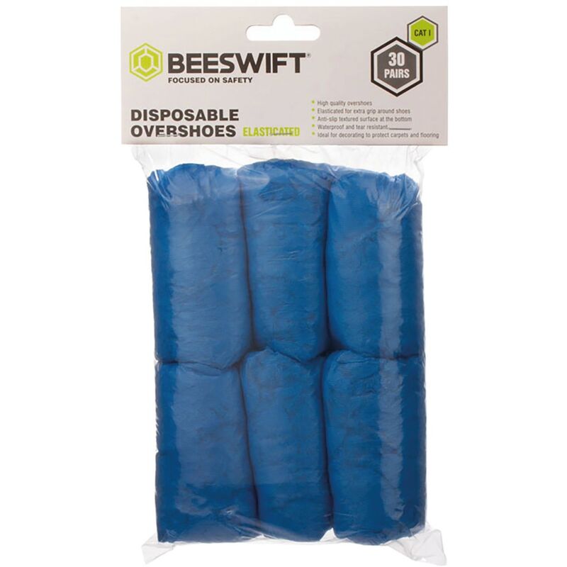 Beeswift Disposable Overshoes Blue One Size (Pack of 30) Pairs - BS023