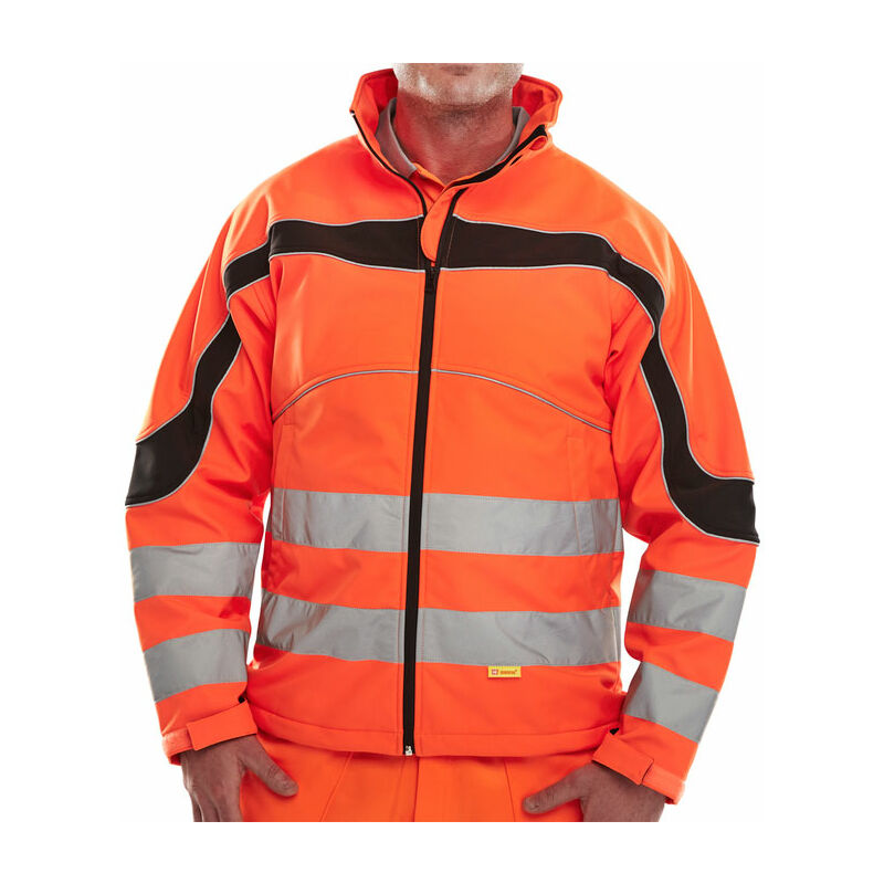 Eton Hi Vis soft shell jacket or 4XL - Orange / Black - Orange / Black - Beeswift