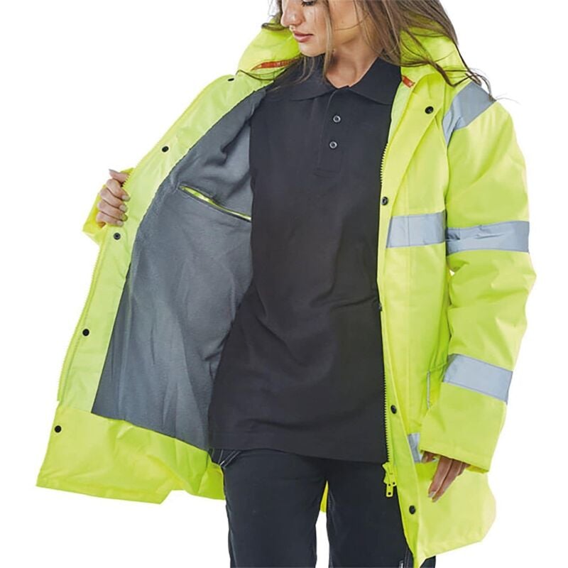 Beeswift Fleece Lined High Visibility Traffic Jacket Saturn Yellow M - CTJFLSYM