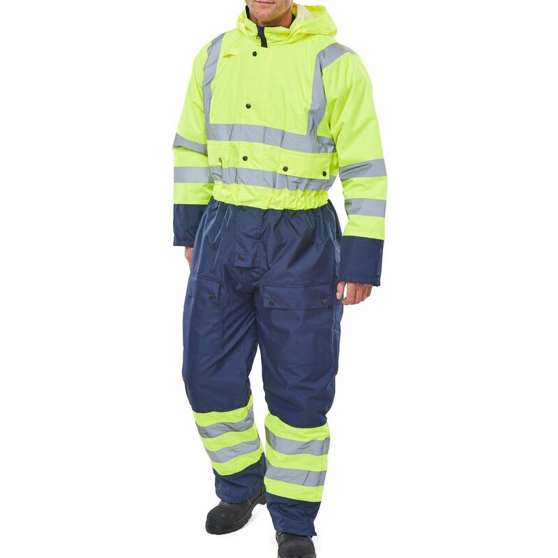 B-seen Hv Outer Wear - TWO TONE HIVIZ THERMAL WATERPROOF COVERALL MED
