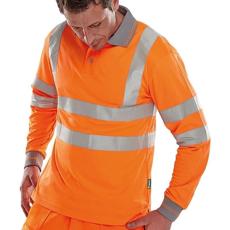 Beeswift HI Visibility Long Sleeve Polo Shirt Orange S - BPKSLSENORS