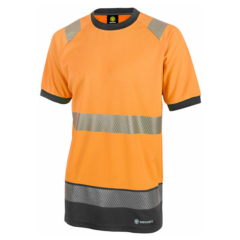 Hivis two tone s/s t shirt or/blk lge - Orange / Black - Orange / Black - Beeswift