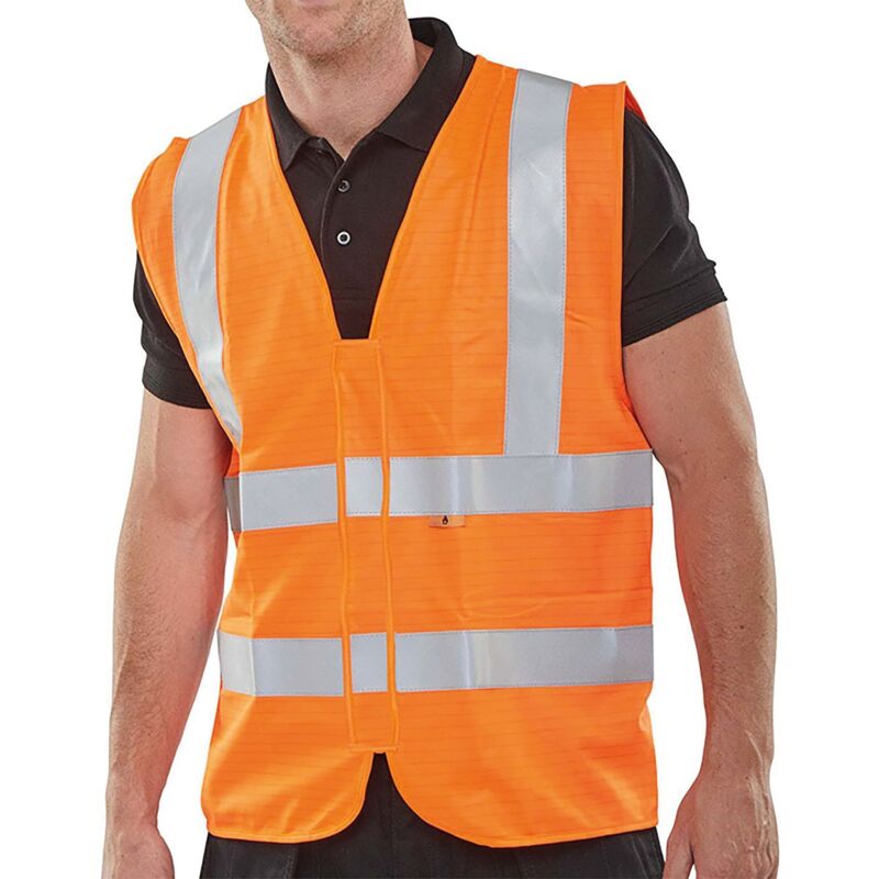 Beeswift Fire Retardant High Visibility Waistcoat Orange L - CFRWCORL