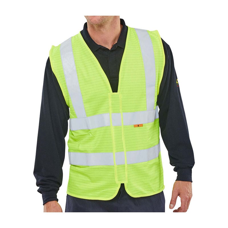 Beeswift fire retardant hi-vis vest saturn yellow xxxxl