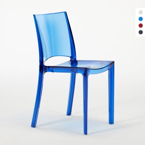 B-Side Grand Soleil stapelbare transparente Stühle für Bar, Küchen und Restaurants - Transparent Blau