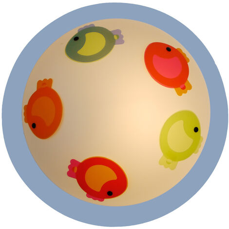 B-Ware / Farbenfrohe Deckenschale Ø45cm mit bruchsicherem Schirm, KLEINE FISCHE