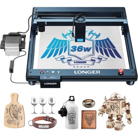 B1 30W Laser Graviermaschine Professionaler  Lasergravierer mit Luftpumpe für DIY Denim, Edelstahl, Holz, Acryl, Farbgravur auf Metall, Erweitere Arbeitsfläche 450mm x 440 mm
