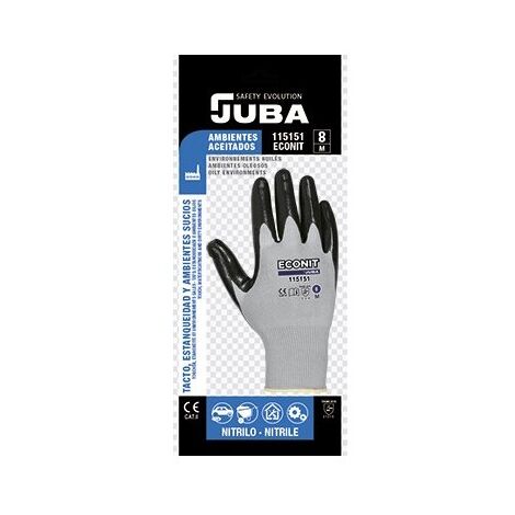B115151/7 GUANTE NYLON PALMA RECUBIERTA DE NITRILO SIN COSTURAS CON PUÃ‘O EMBOLS - JUBA