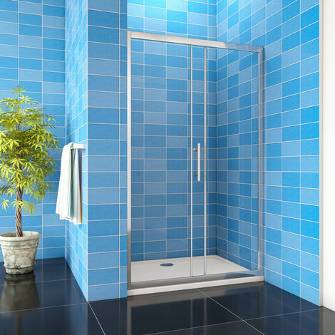 B.140 x H.190cm 8mm nano Glas Duschabtrennung Schiebetür Nischentür Dusche Ohne Duschtasse