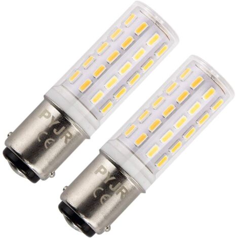 B15 Ampoule LED, 5W AC 220V, PYJR Ba15d Sbc Double Culot à baillonnette, 45W Lampe Halogène équivalent, Blanc Chaud 3000K, Pour Réfrigérateur/Machine à Coudre/Lampe de Table. (Lot de 2)