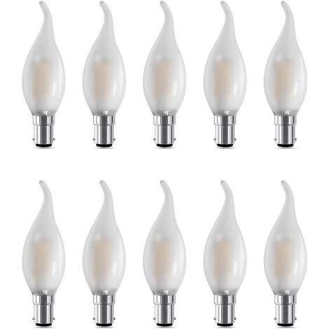 B15 LED-Bajonettbirne, dimmbar, C35, 4 W, Bajonettbirnen, kleine Flamme, Glühfadenbirnen, 4 W, entspricht 40 W, B15d-Bajonettbirne, warmweißes Licht 2700 K, 10er-Pack [Energieklasse F]