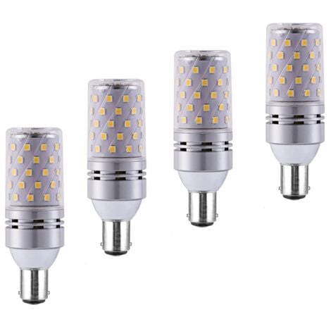 B15 LED Corn Bulbs, 12W, 100W Incandescent Equivalent, 1200lm, Warm White 3000K, Chandelier Bulbs, Decorative Candle Base B15, Non-Dimmable LED Lamp, 4-Pack [Energy Class A+]