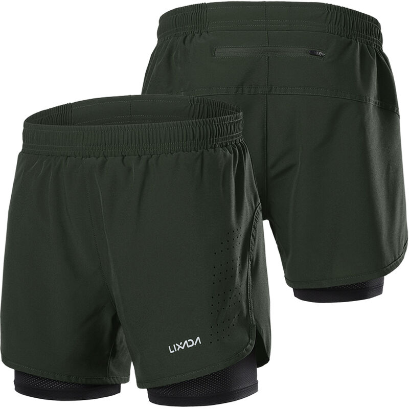 

Pantalones cortos para correr 2 en 1 para hombre de pantalones cortos para correr, de secado rapido, transpirables, para entrenamiento activo, para