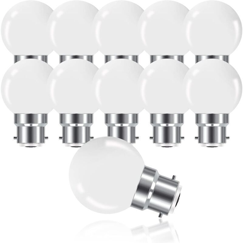 B22 3W Bayonet LED Bulb, Mini Globe Golfball Bulb B22 G45, Warm White 3000K, 280LM, Non-Dimmable, Pack of 10 [Energy Class G].