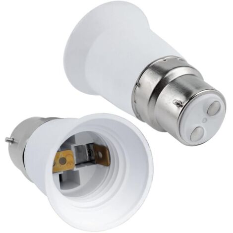 B22-auf-E27-Fassungsadapter, B22-Bajonett-auf-E27-Schraubfassung-Konverter, 0–250 V, für E27-Glühbirnen, LED-Lampen, Glühlampen, Halogenlampen, Energiesparlampen, 2er-Pack