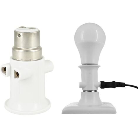 B22 lamp socket adapter, converts to a power outlet and E27 socket, B22 socket with plug, 2 pieces
