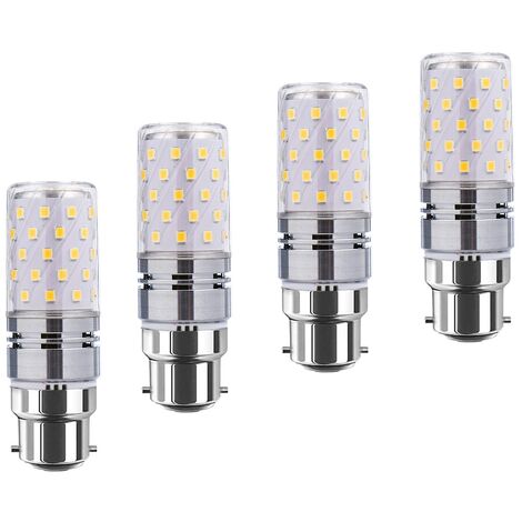 B22 LED Corn Bulbs12W, 100W Incandescent Equivalent, 1200lm, Warm White 3000K Candlestick Bulbs, Decorative Candle B22 Base, Non-Dimmable LED Lamp, 4 Pack [Energy Class A+]