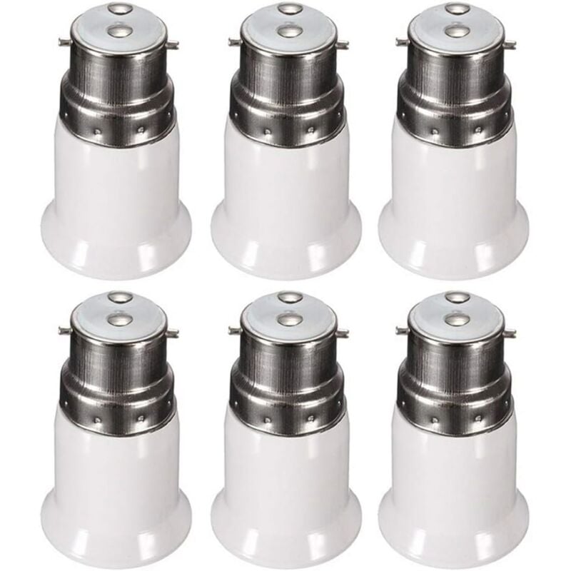 Ugreat - B22 to E27 led Bulb Adapter Socket, ac 230V, Conversion Adapters for Switching from B22 to E27, Screw Bayonet Socket, Pack of 6 - RWLight