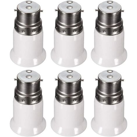 B22 to E27 LED Bulb Adapter Socket, AC 230V, Conversion Adapters for Switching from B22 to E27, Screw Bayonet Socket, Pack of 6 - RWLight Bulb Base Adapter