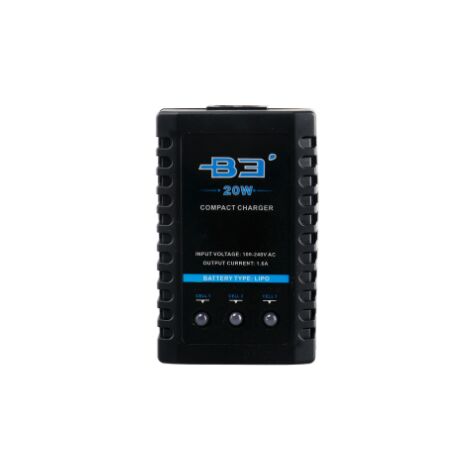 B3 20W 1.6A Pro Balance Charger for 2S 3S 7.4V 11.1V Lithium LiPo Battery Mini Portable RC Airplane Charger - Black