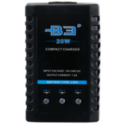 B3 20W 1.6A Pro Balance Ladegerät für 2S 3S 7.4V 11.1V Lithium LiPo Akku Mini tragbares RC Flugzeugladegerät - Schwarz